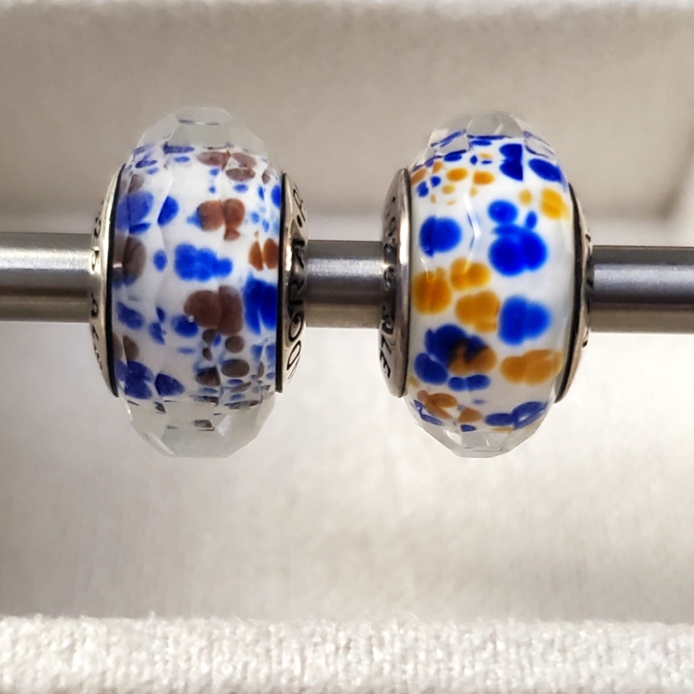 2 pc PANDORA GLASS BEAD CHARMS